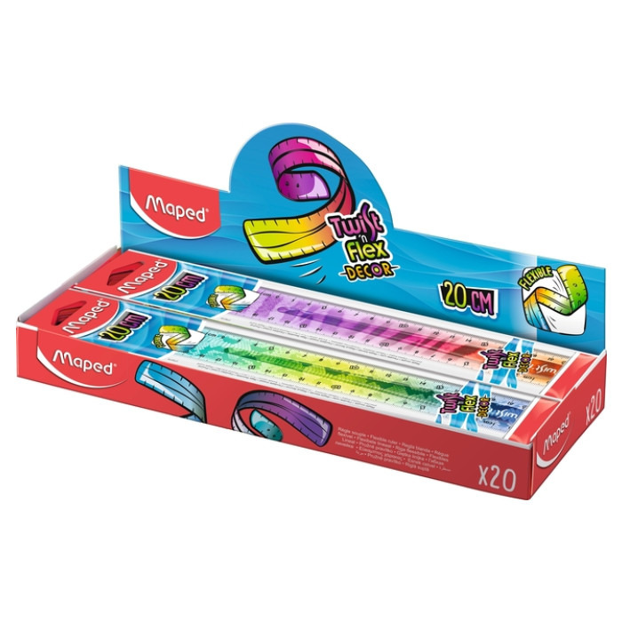 Liniaal Maped Twist 'n Flex Decor Animals 20cm assorti display à 20st