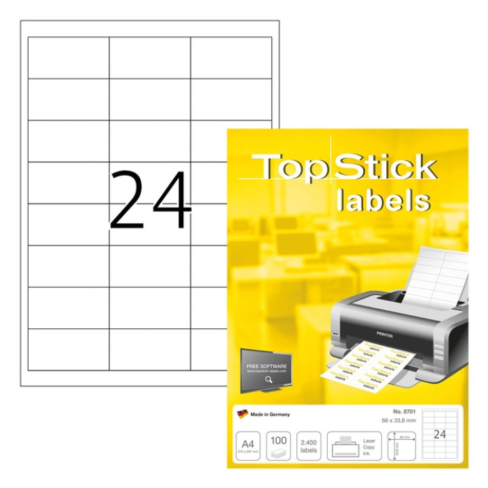 Etiket TopStick 8701 66x33.8mm wit 2400 stuks