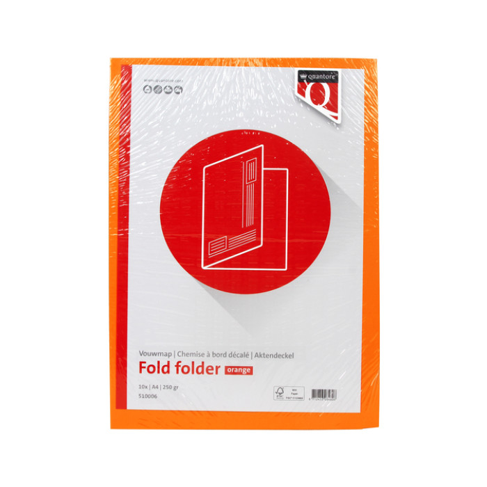 Vouwmap Quantore A4 ongelijke zijde 320gr oranje