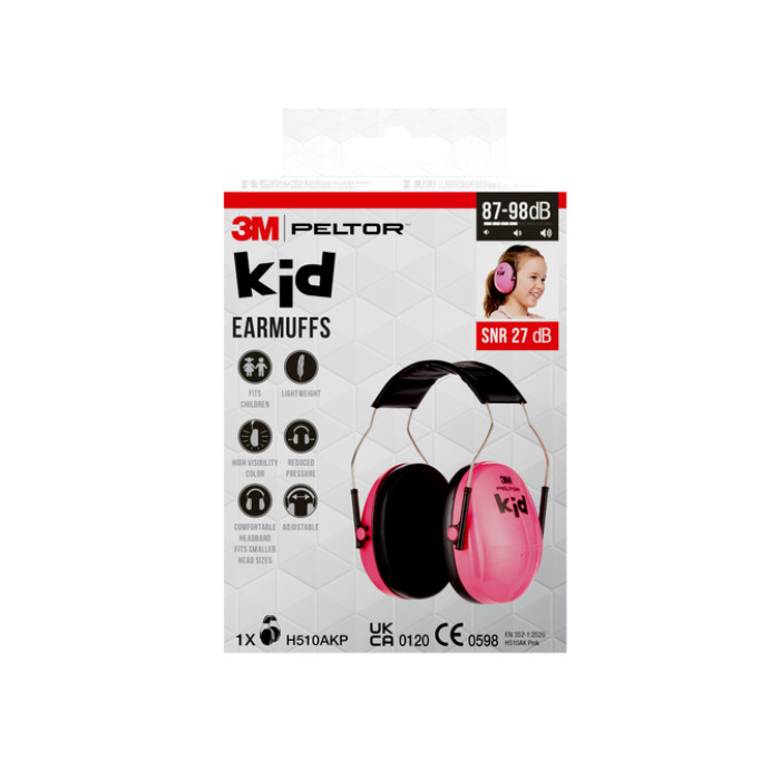 Oorkap 3M Peltor voor kinderen  H510AK 87-98 dB roze