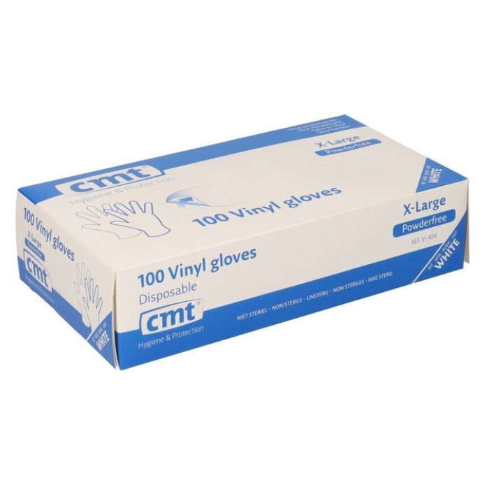 Handschoen CMT XL vinyl poedervrij wit 100 stuks