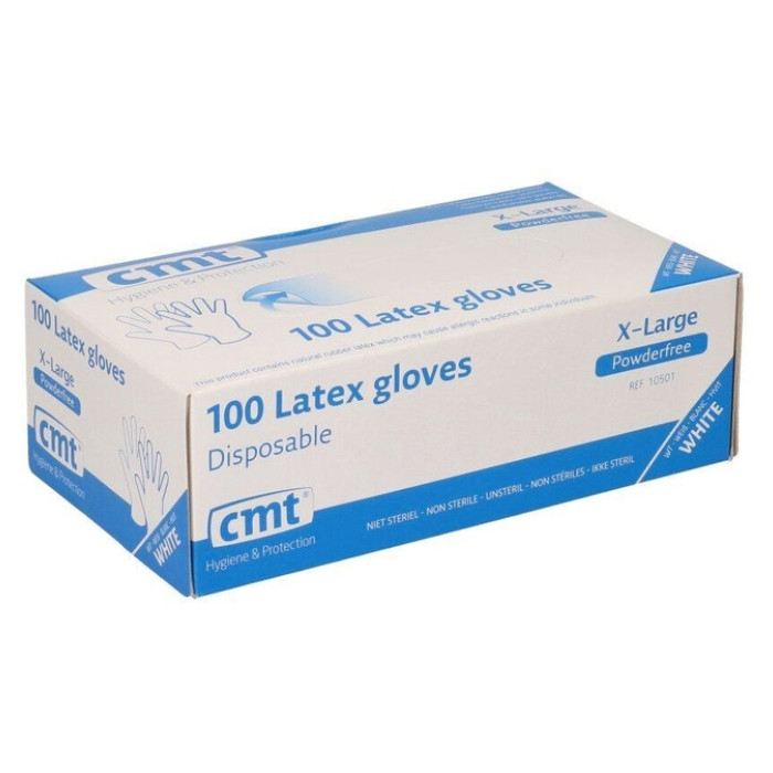 Handschoen CMT XL latex poedervrij wit 100 stuks