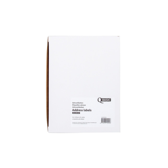 Labeletiket Qbasic 99010 28x89mm adres wit 12 rollen