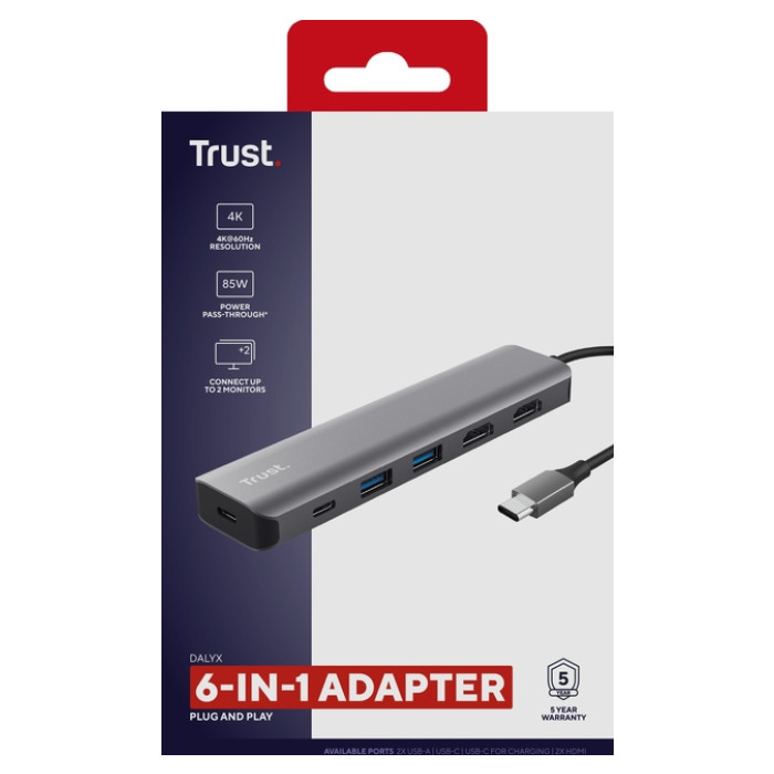 Adapter Trust Dalyx 6-in-1 USB-C