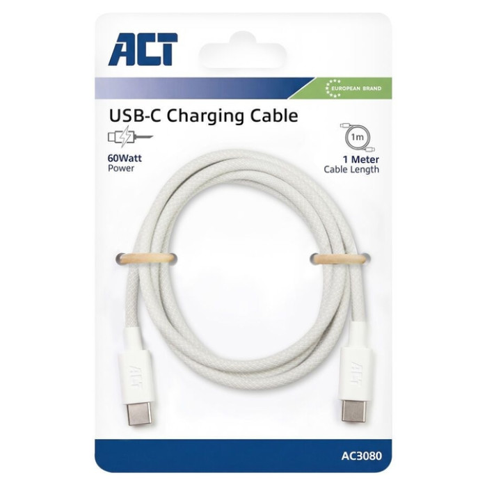 Kabel ACT 2.0 USB-C 60W 1 meter wit
