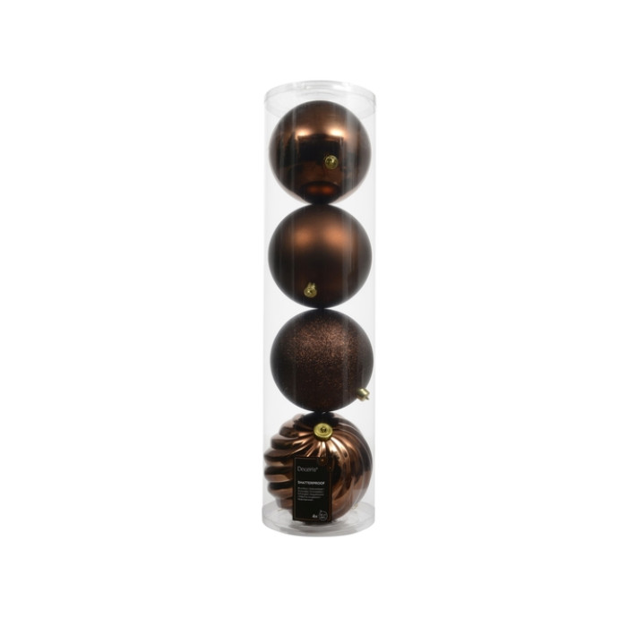 Kerstballenmix Decoris Espresso koker à 4 stuks