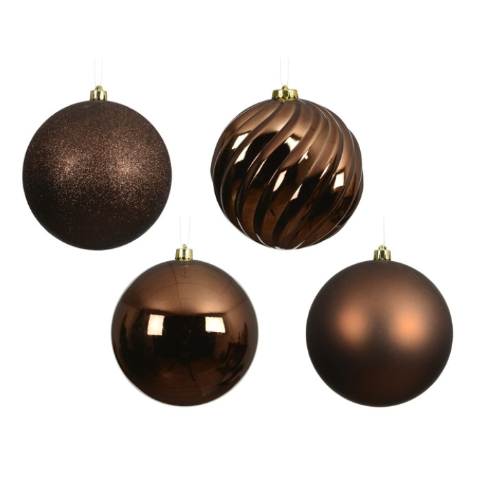 Kerstballenmix Decoris Espresso koker à 4 stuks