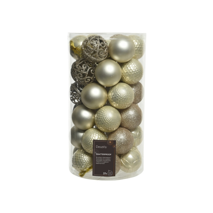 Kerstballenmix Decoris Parelmoer koker à 37 stuks