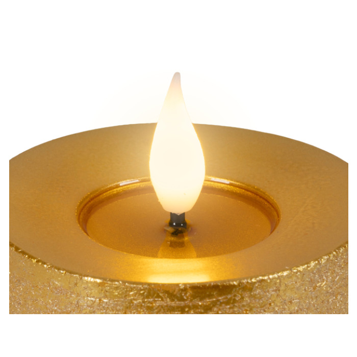 Ledkaars Lumineo fire flame effect goud set à 3 groottes