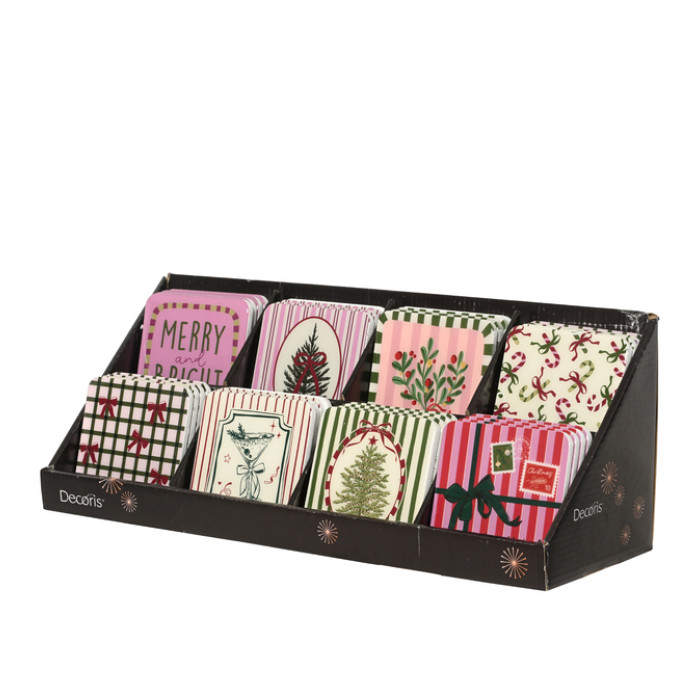 Decobordjes Decoris MDF 9.5x9.5cm 8 kerstdessins assorti