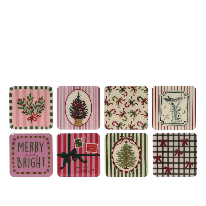 Decobordjes Decoris MDF 9.5x9.5cm 8 kerstdessins assorti