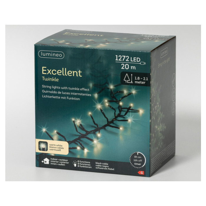 Kerstverlichting LED twinkel effect outdoor 20m 1272 lampjes