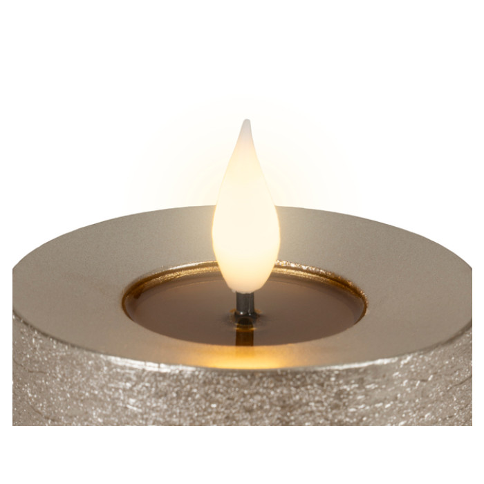 Ledkaars Lumineo fire flame effect zilver set à 3 groottes