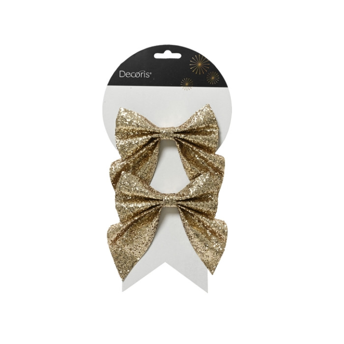 Strik Decoris goud glitter 13cm set à 2 stuks