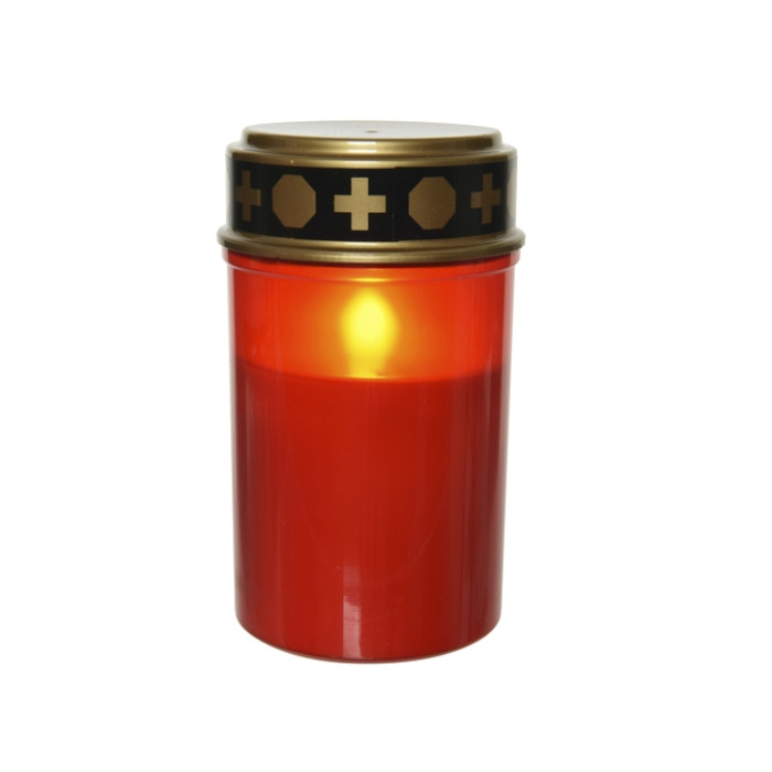 Grafkaars LED kaars plastic outdoor rood 12.5cm