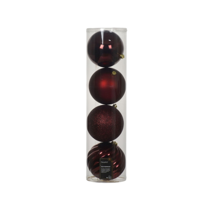 Kerstballenmix Decoris Ossenbloed koker à 4 stuks