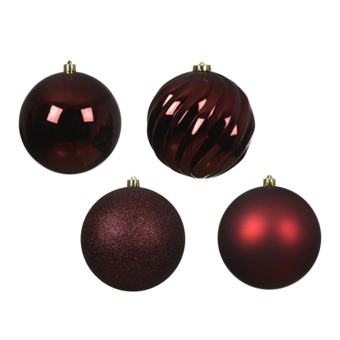 Kerstballenmix Decoris Ossenbloed koker à 4 stuks