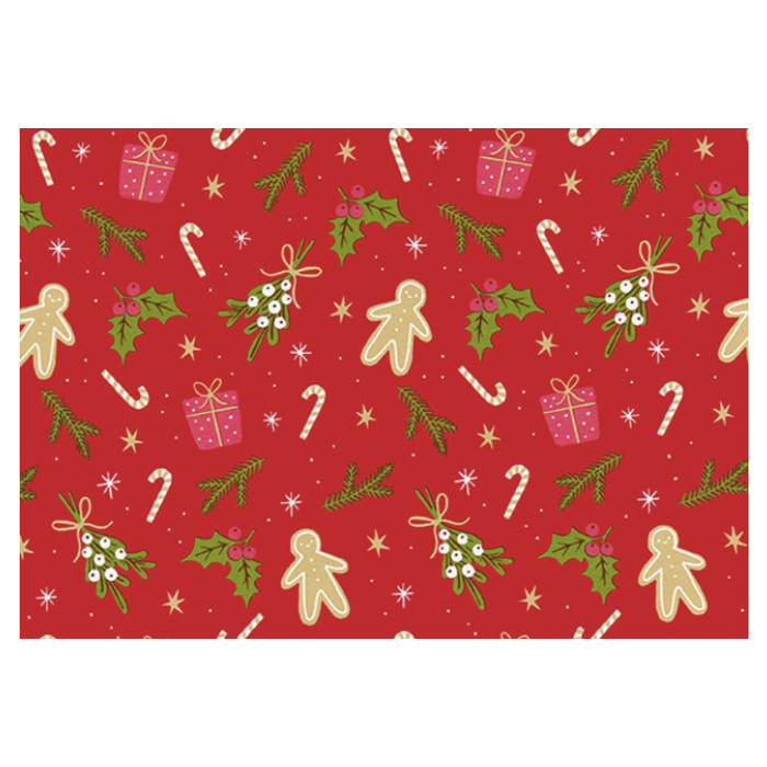 Apparaatrol Gingerbreadman rood 200mx50cm