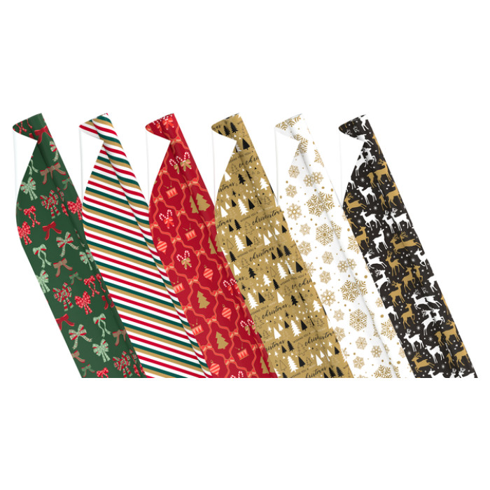 Inpakpapier Kerst 200x70cm set à 3 rol+stickervel