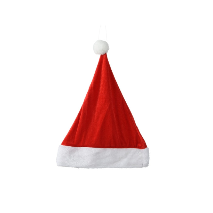 Kerstmuts polyester rood met witte pompom