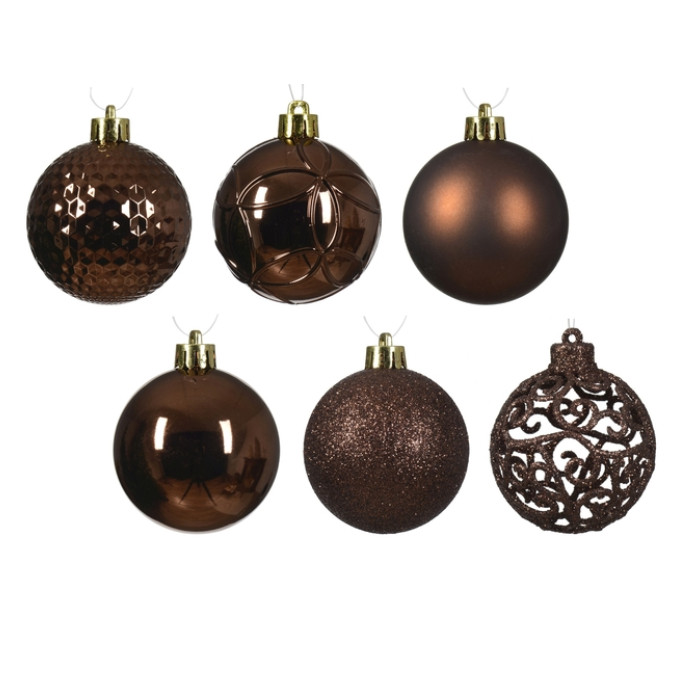 Kerstballenmix Decoris Espresso koker à 37 stuks