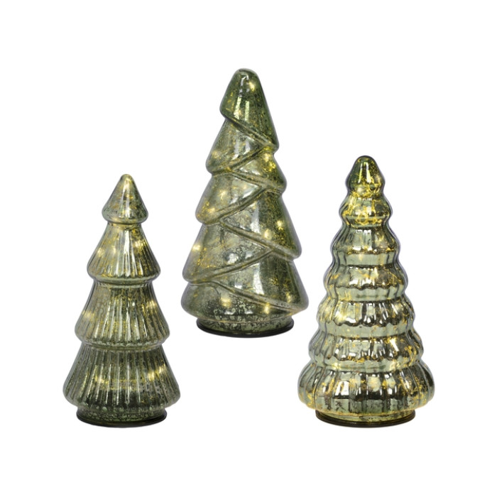 Kerstboom LED Lumineo set à 3 stuks groen 17.5cm