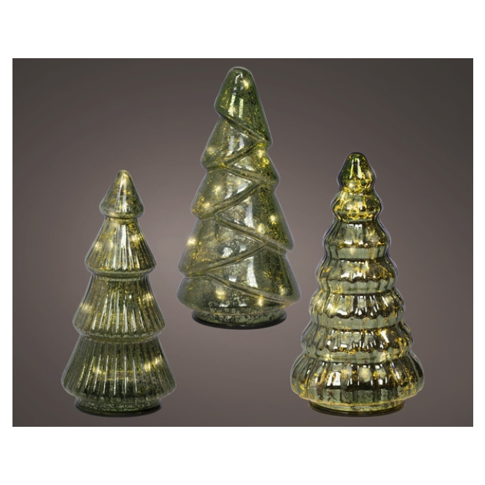 Kerstboom LED Lumineo set à 3 stuks groen 17.5cm