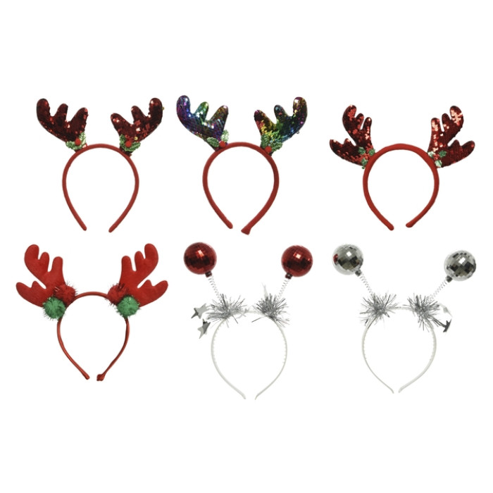 Haarband Decoris kerstthema 6 dessins assorti