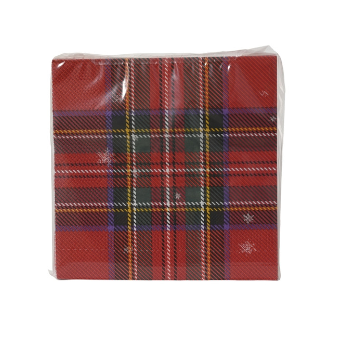 Servet Decoris Engelse ruit rood  33x33cm