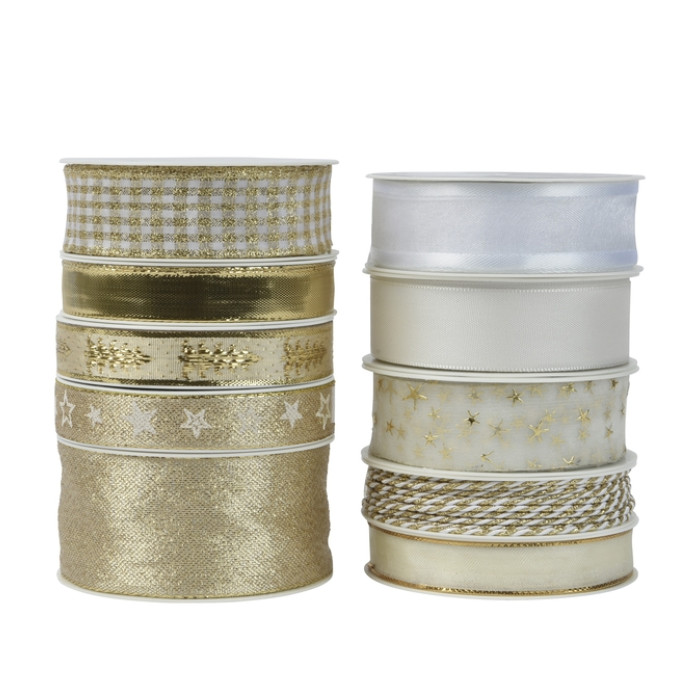 Lint Decoris polyester goud/parelmoer assorti