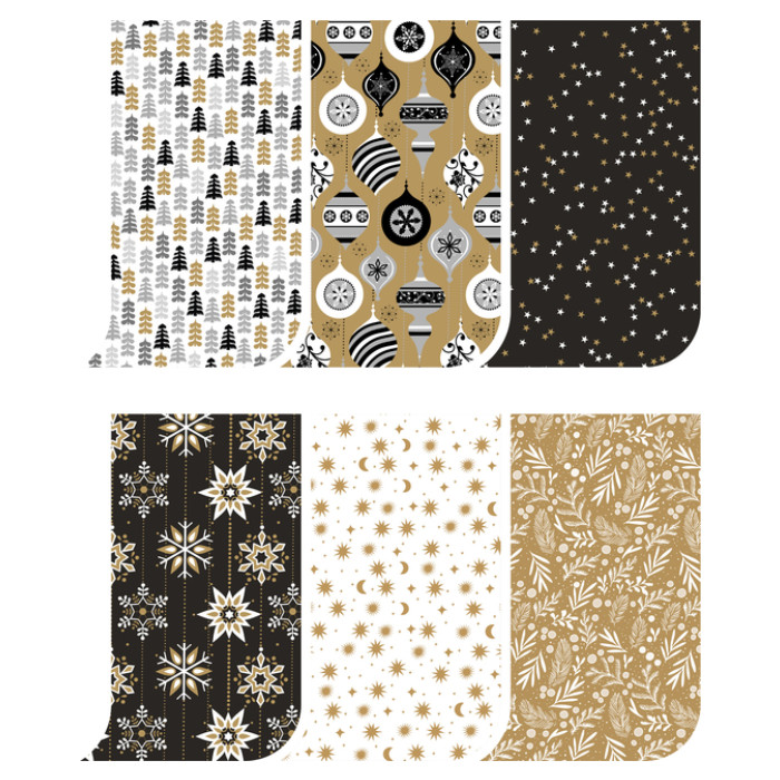 Inpakpapier Kerst Elegance 200x70cm assorti