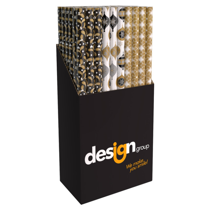 Inpakpapier Kerst Elegant Metallic  200x70cm assorti
